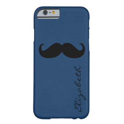 Mustache Plain Navy Background Barely There iPhone 6 Case