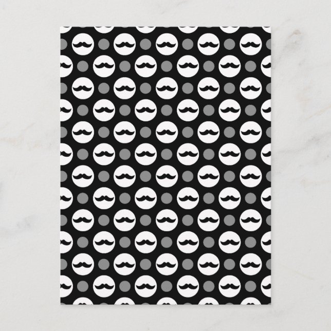 Mustache Polka Dots Postcard (Front)