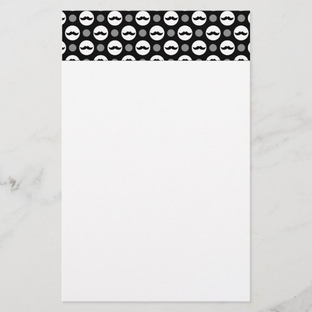 Mustache Polka Dots Stationery (Front)