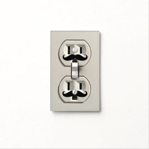 Mustache power outlet light switch cover