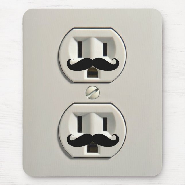 Mustache power outlet mouse pad (Front)