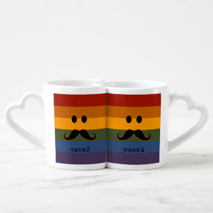 Mustache Pride custom couple's mugs