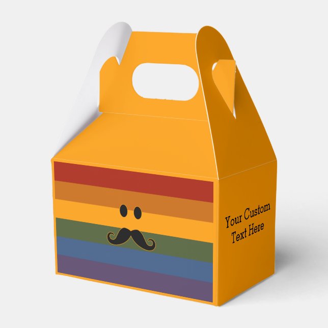 Mustache Pride custom favor boxes (Front Side)