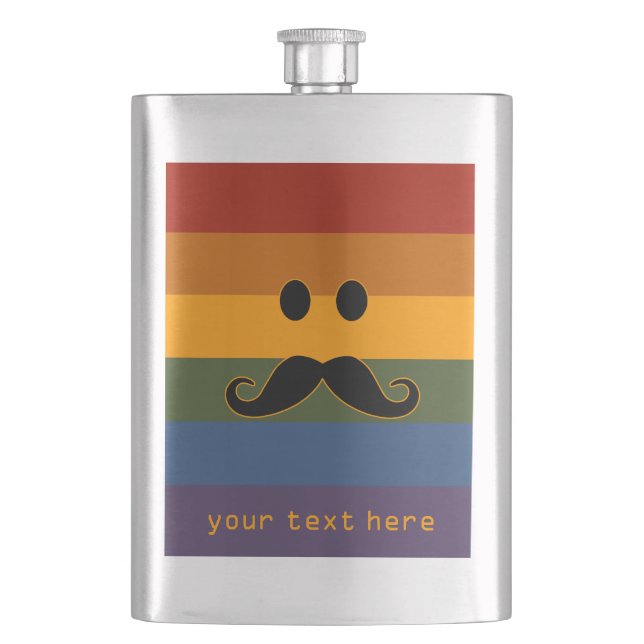 Mustache Pride custom flask (Front)