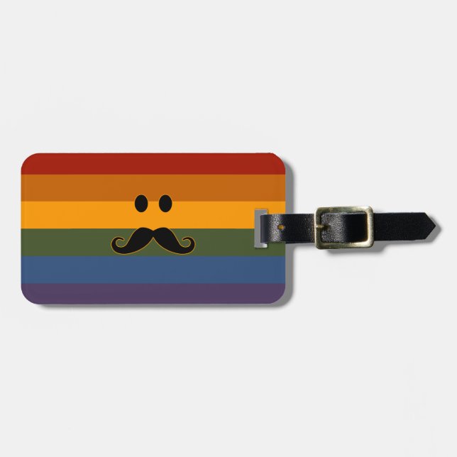 Mustache Pride custom luggage tag (Front Horizontal)