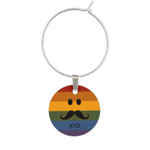 Mustache Pride custom monogram charms