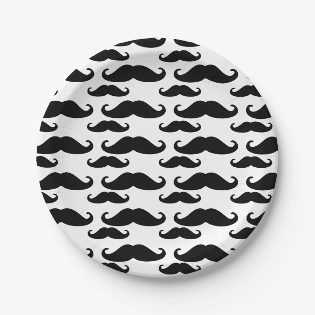 Mustache Print Small Cake Paper Plates (Front)