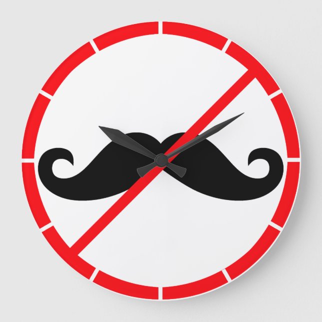 Mustache Prohibited! Large Clock (Front)