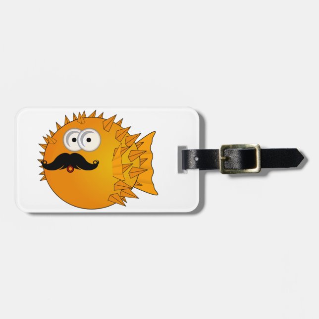 Mustache Puffer Fish Luggage Tag (Front Horizontal)