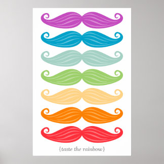 Mustache Rainbow Poster