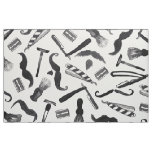 Mustache Razor Shaver Watercolor Barber Pattern Fabric