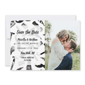 Mustache Razor Shaver Watercolor Barber Pattern Save The Date