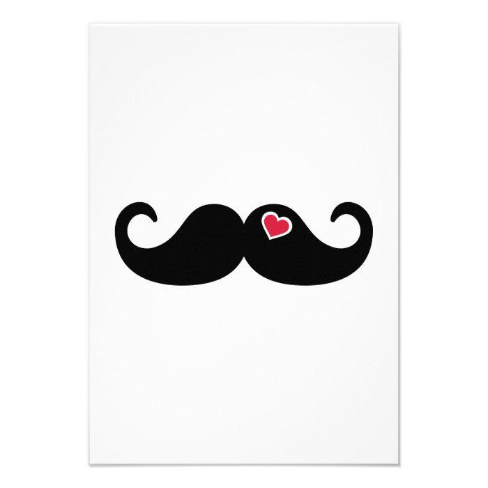 Mustache red heart invitations