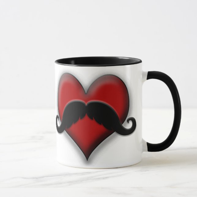 Mustache Red Heart Mug (Right)