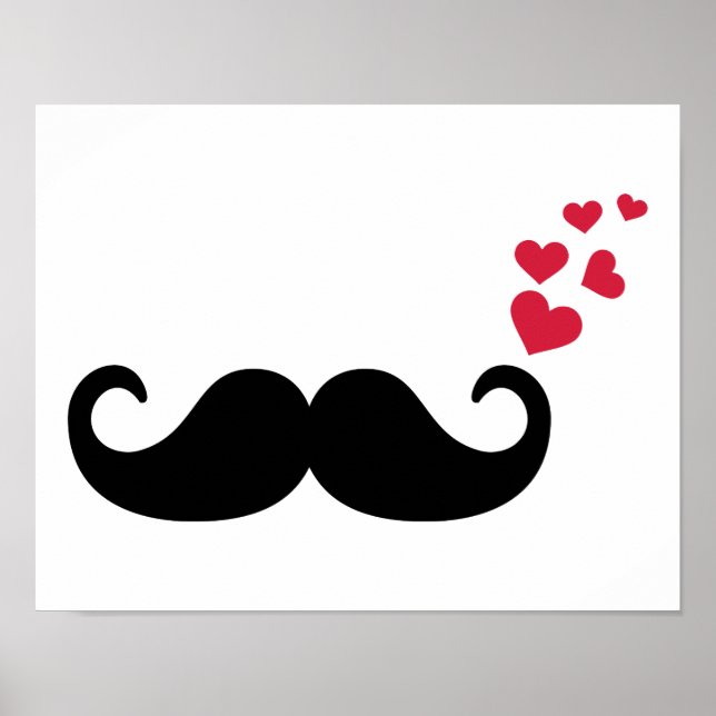 Mustache red hearts love poster (Front)