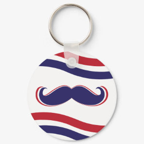Mustache - Red, White and Blue Keychain