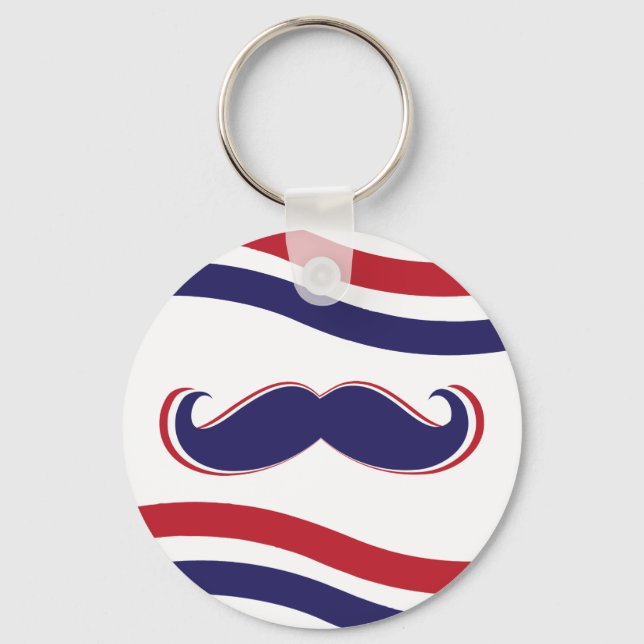 Mustache - Red, White and Blue Keychain (Front)