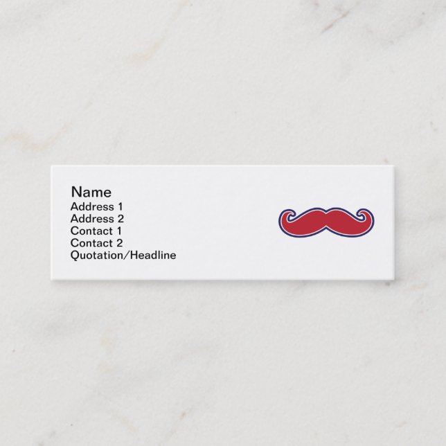Mustache, Red, White and Blue Mini Business Card (Front)