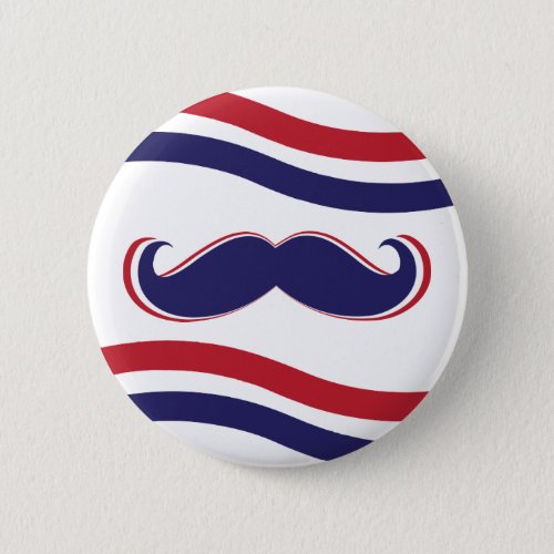 Mustache _ Red White and Blue Pinback Button