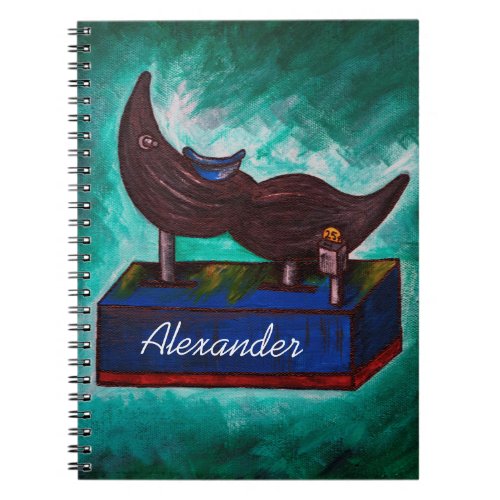 Mustache Ride Twisted Funny Painting Original Art Notebook