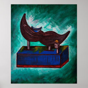 Mustache Ride Twisted Funny Painting Original Art Poster