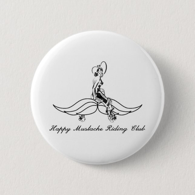 mustache riding club pinback button (Front)
