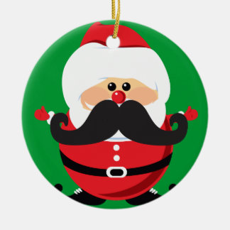 Mustache Santa Claus Ceramic Ornament
