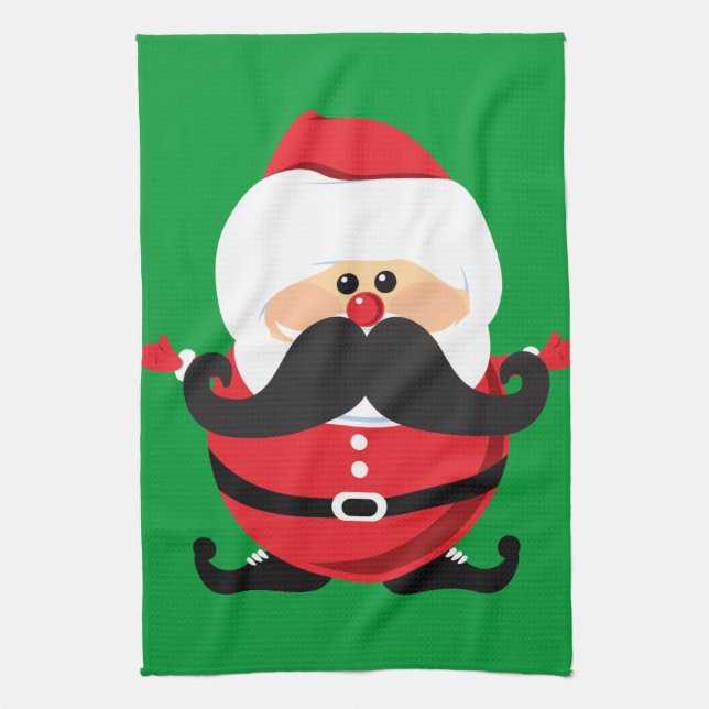 Mustache Santa Claus Kitchen Towel (Vertical)