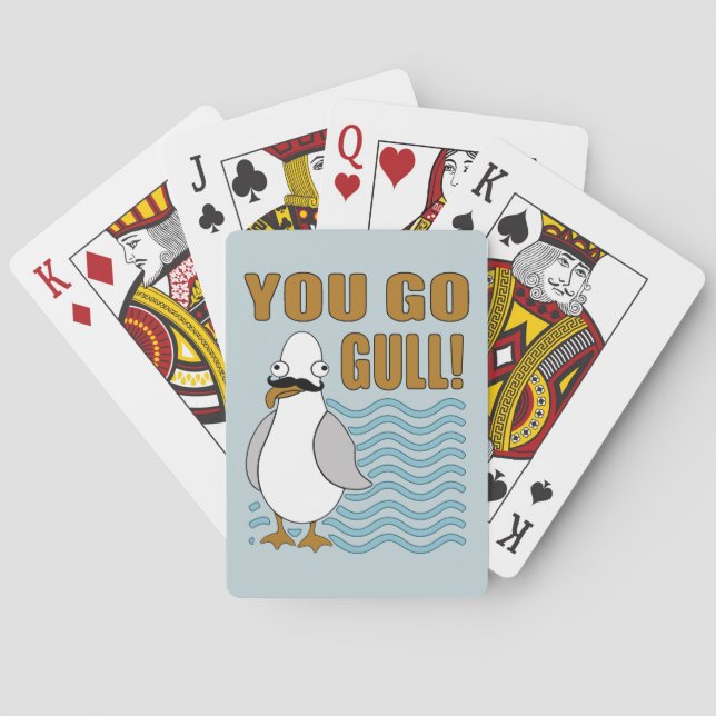 Mustache Seagull You Go Gull Poker Cards (Back)