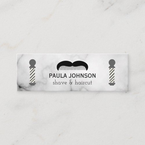 Mustache Shave and Haircut Barber Barber Poles Mini Business Card