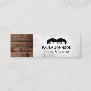 Mustache Shave and Haircut Barber Wood Trim Mini Business Card