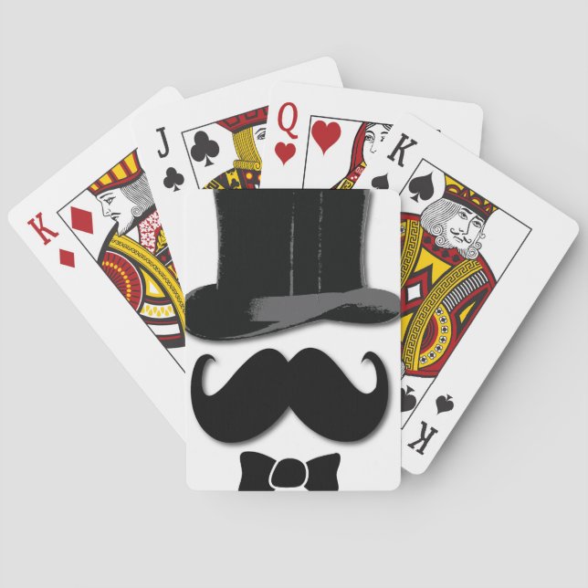 Mustache Silly Fun Top Hat Party Poker Cards (Back)