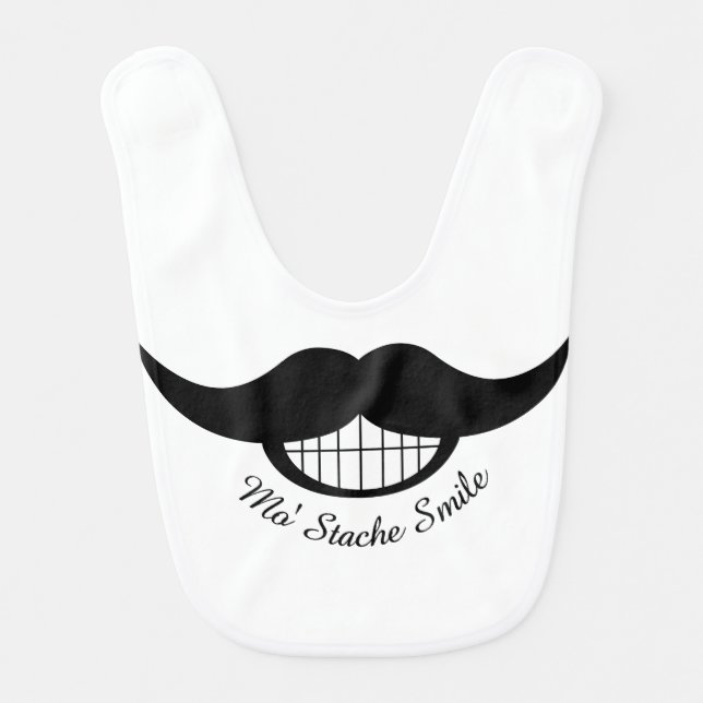 Mustache Smile Baby Bib (Front)
