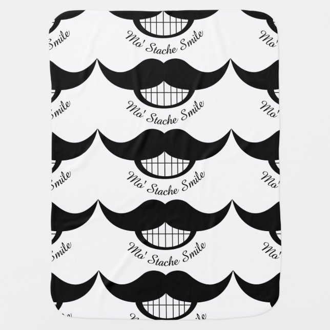 Mustache Smile Baby Blanket (Front)