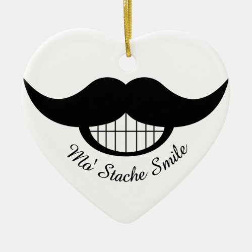 Mustache Smile Ceramic Ornament