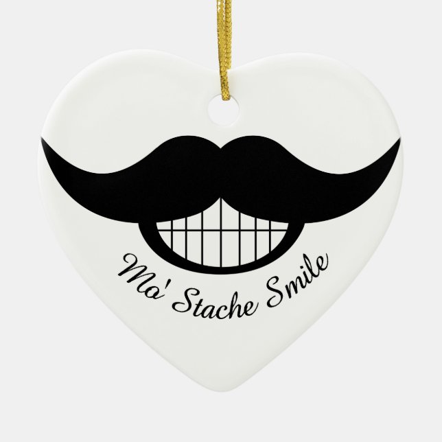 Mustache Smile Ceramic Ornament (Front)