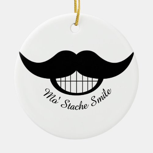 Mustache Smile Ceramic Ornament