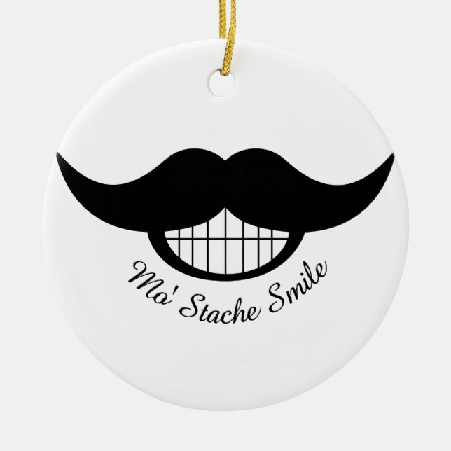 Mustache Smile Ceramic Ornament (Front)