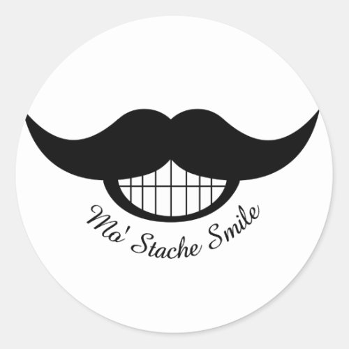 Mustache Smile Classic Round Sticker