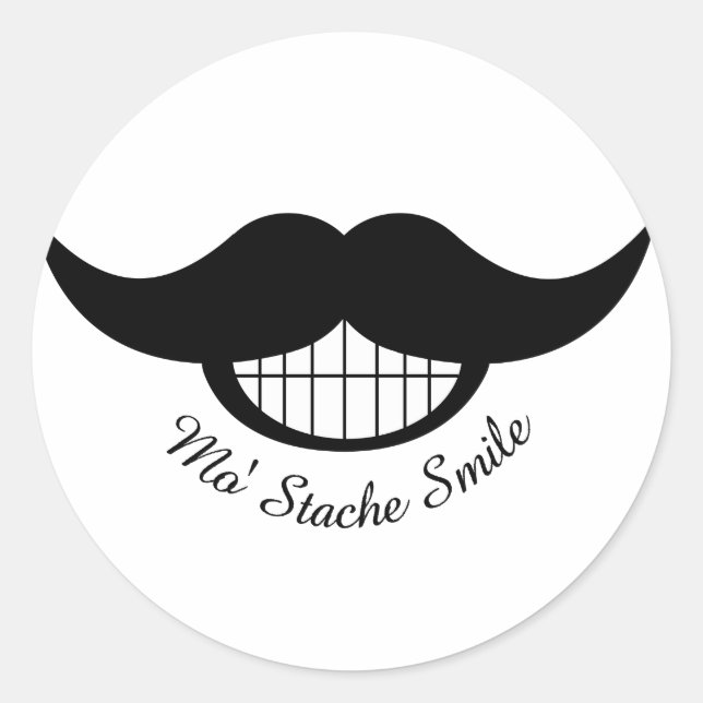 Mustache Smile Classic Round Sticker (Front)