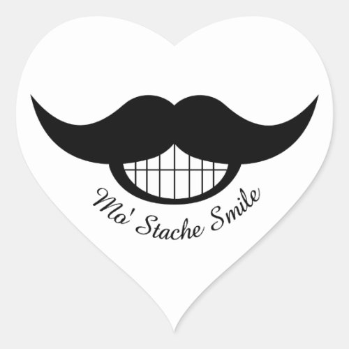 Mustache Smile Heart Sticker