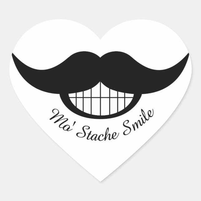 Mustache Smile Heart Sticker (Front)