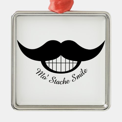 Mustache Smile Metal Ornament