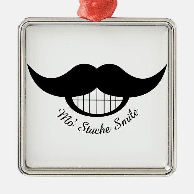 Mustache Smile Metal Ornament (Front)