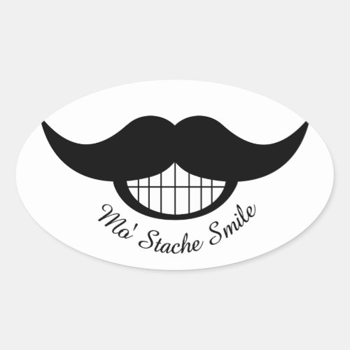 Mustache Smile Oval Sticker