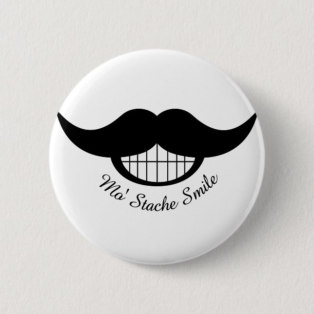 Mustache Smile Pinback Button (Front)