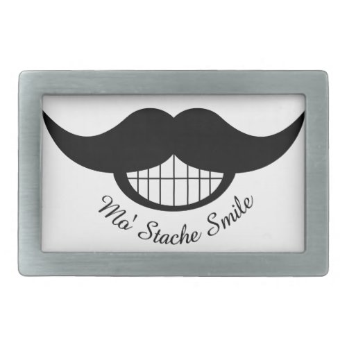 Mustache Smile Rectangular Belt Buckle