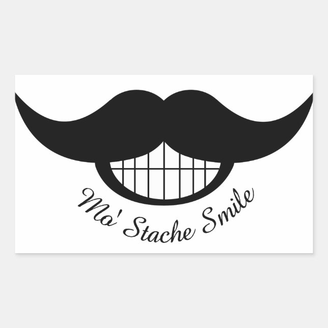 Mustache Smile Rectangular Sticker (Front)