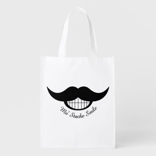 Mustache Smile Reusable Grocery Bag