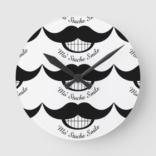 Mustache Smile Round Clock